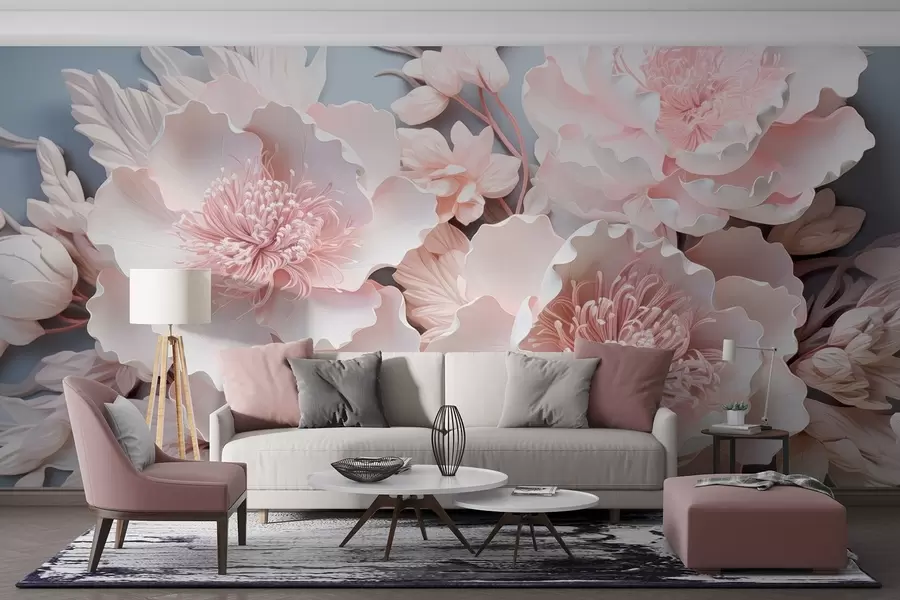 Fototapeta Obfite różowe kwiaty w delikatnych odcieniach w08988