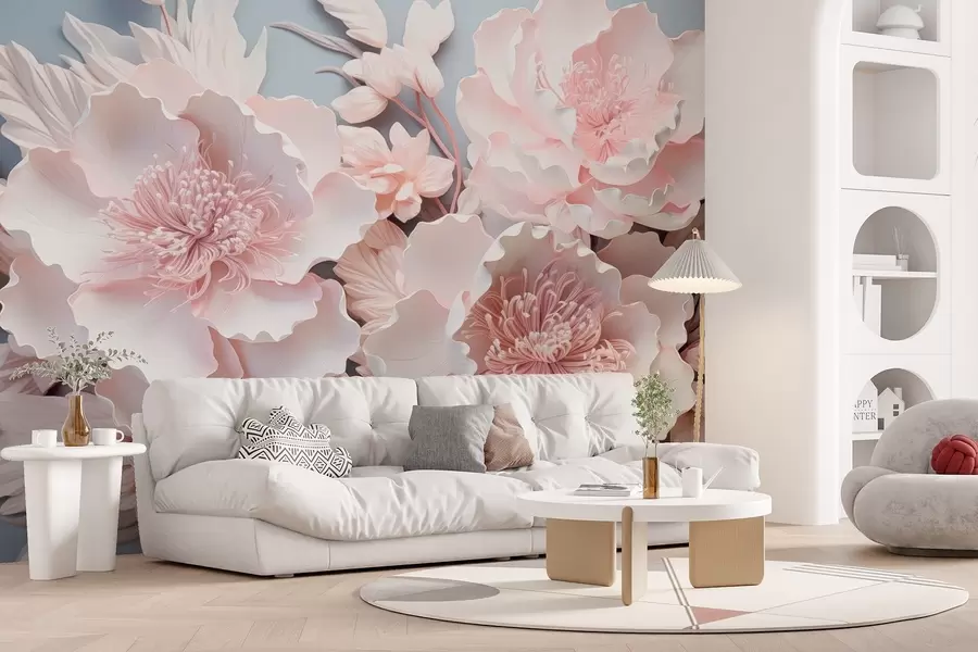 Fototapeta Obfite różowe kwiaty w delikatnych odcieniach w08988