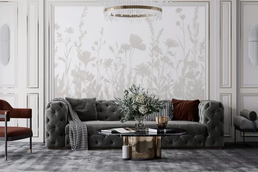 Fototapeta Letnia łąka, rustykalny styl, kwiaty, beżowa paleta kolorów  w03670