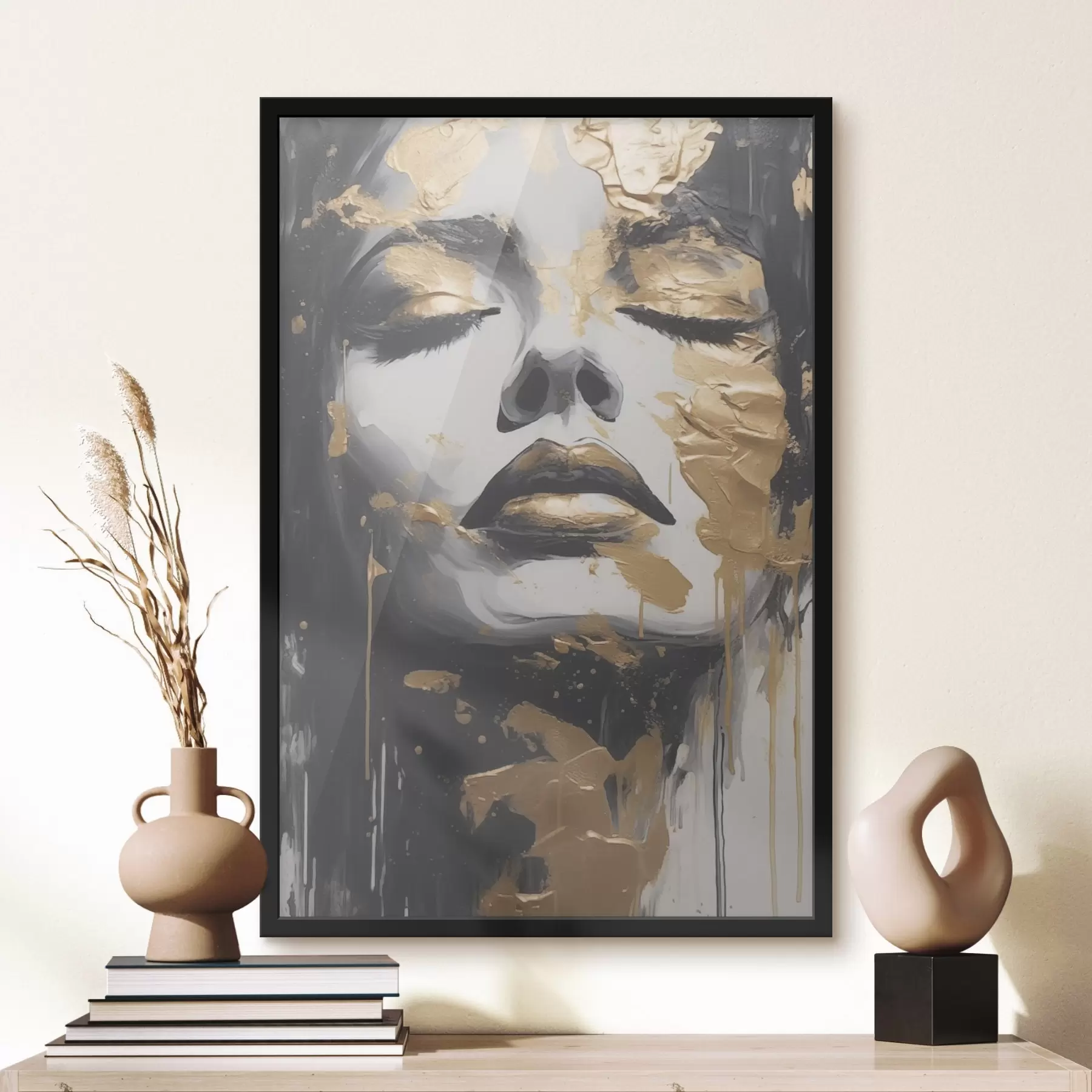Obraz Portret kobiety z abstrakcyjnymi pociągnięciami f43988