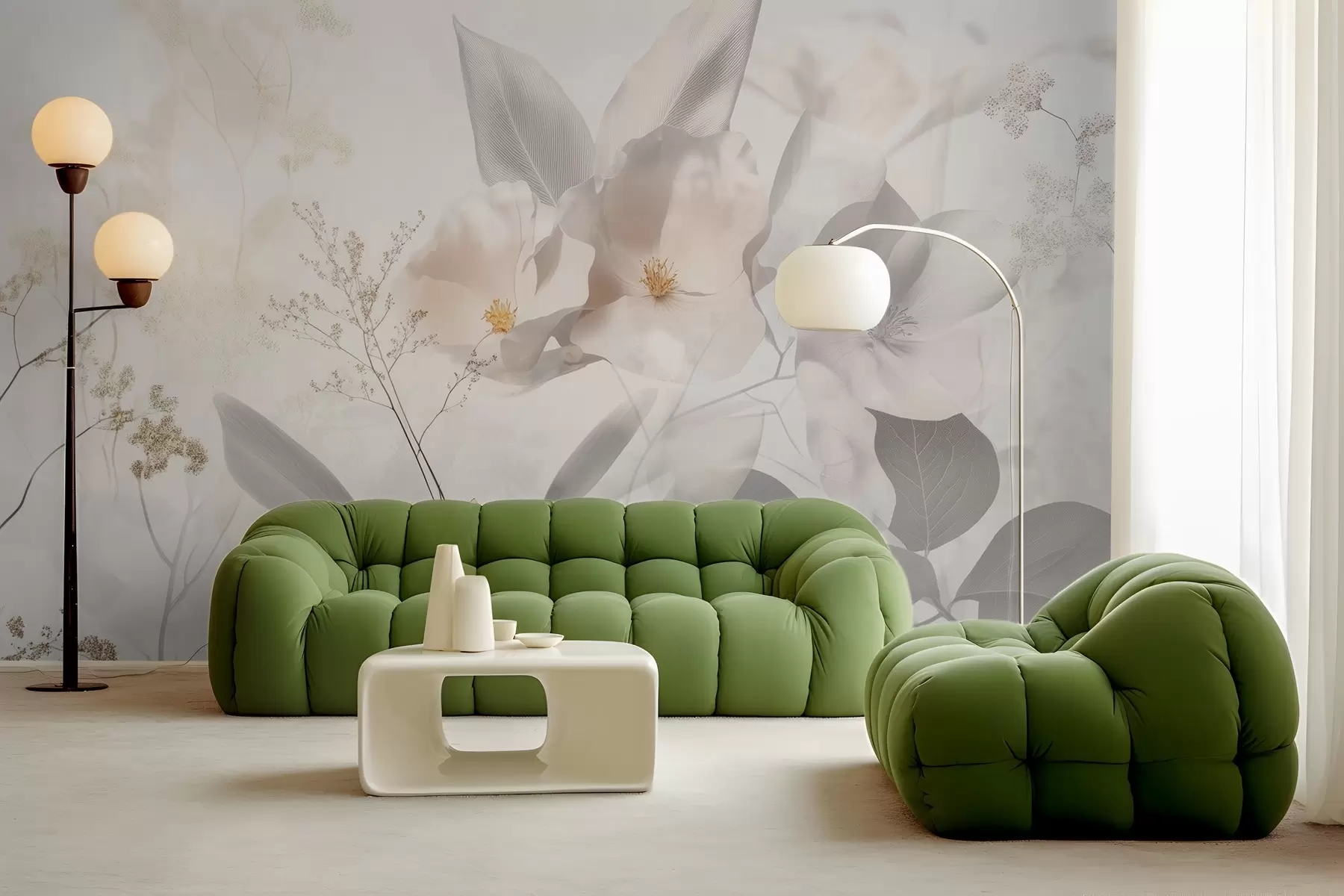 Fototapeta Kwiaty i gałęzie z liśćmi w03717