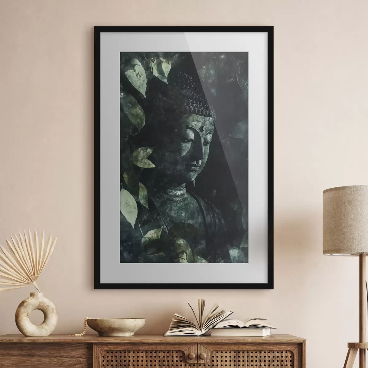 Plakat Budda wśród liści f44029