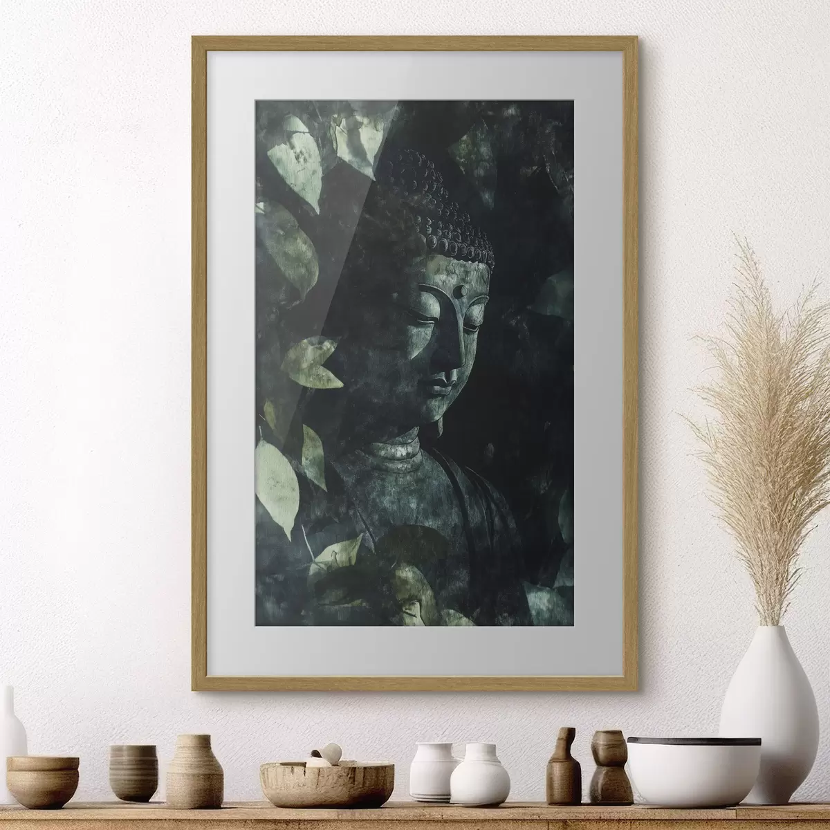 Plakat Budda wśród liści f44029