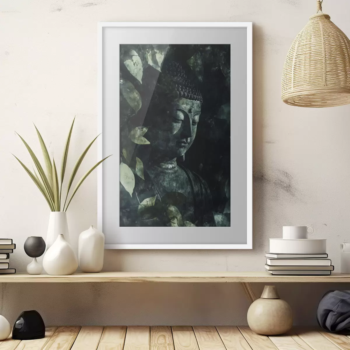 Plakat Budda wśród liści f44029
