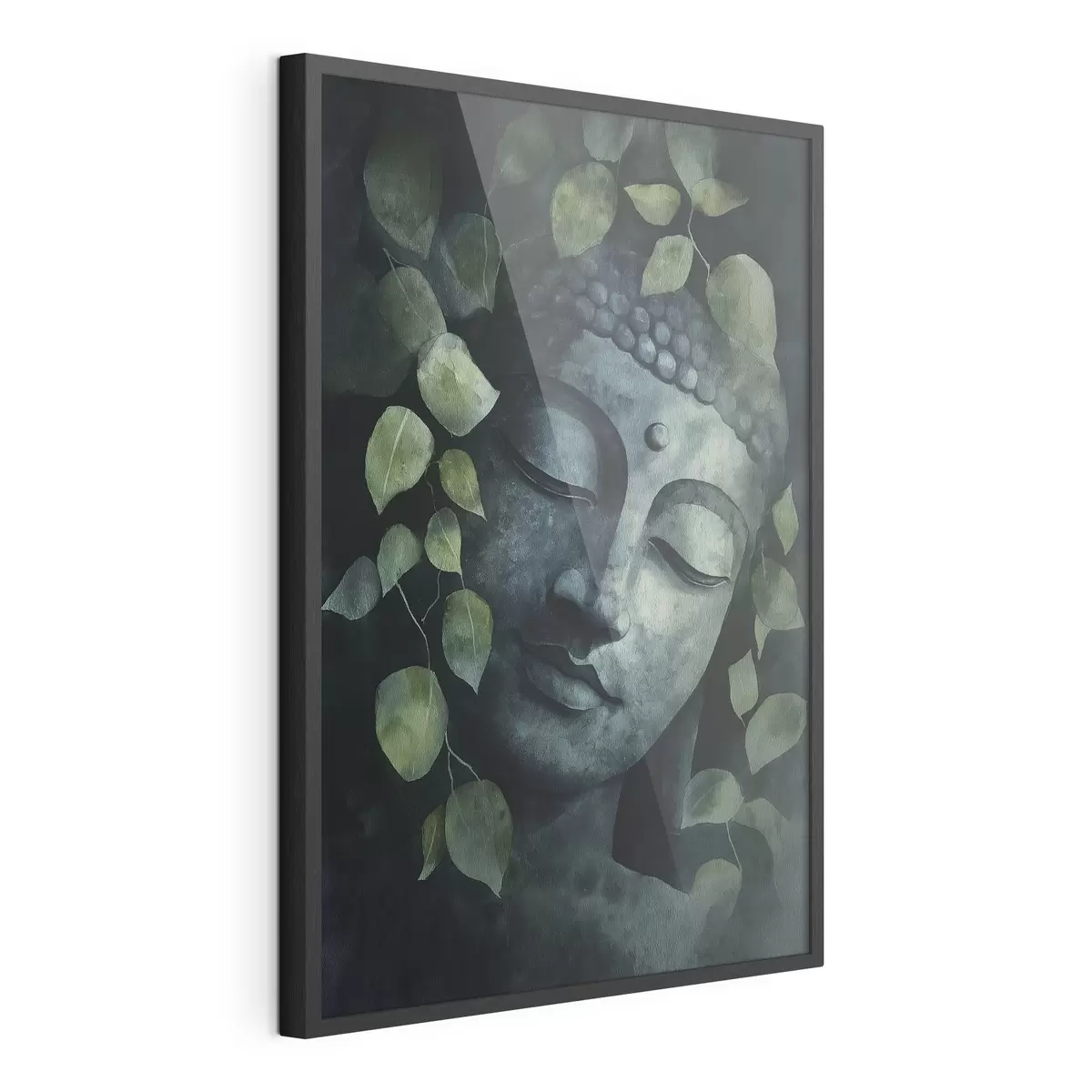 Plakat Budda z zamkniętymi oczami, medytacja, zielone kolory f44030