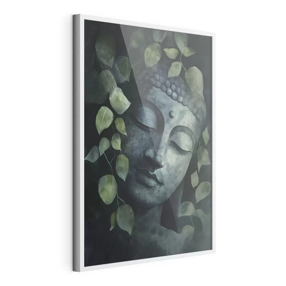Plakat Budda z zamkniętymi oczami, medytacja, zielone kolory f44030