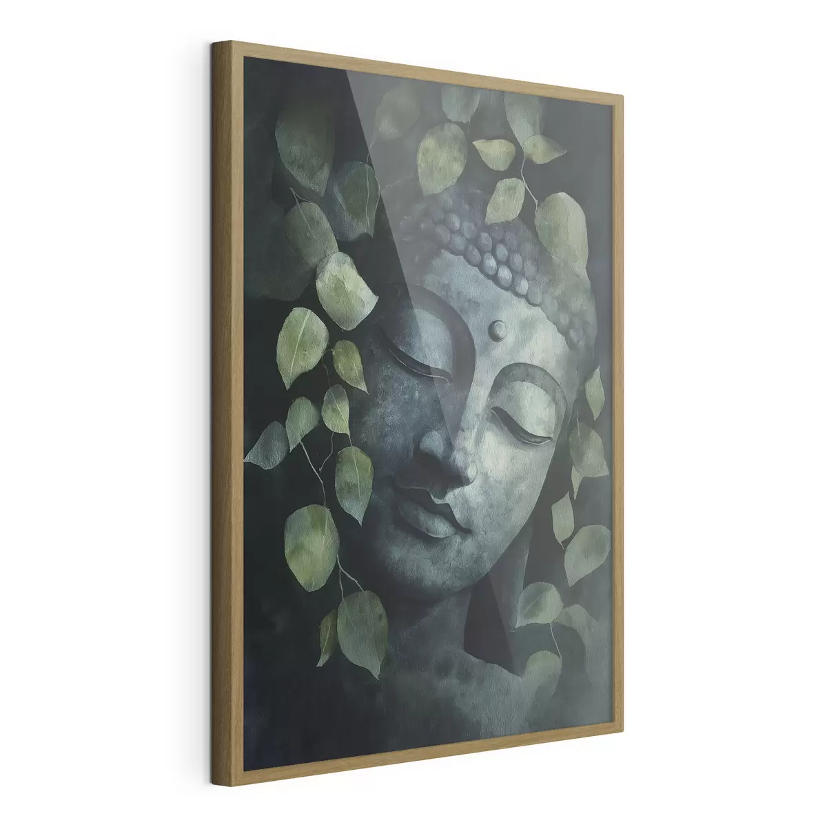 Plakat Budda z zamkniętymi oczami, medytacja, zielone kolory f44030