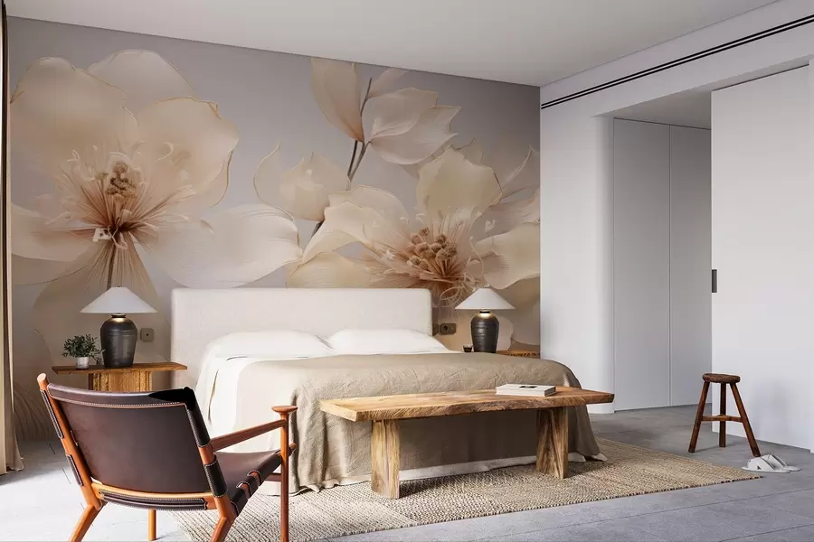 Fototapeta Beżowe kwiaty powietrzne w delikatnych odcieniach w09016