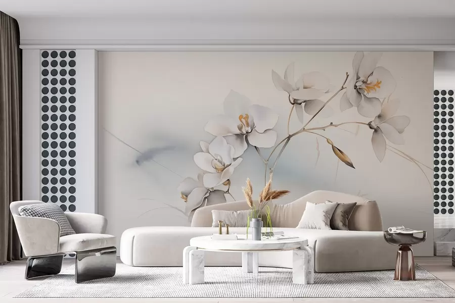 Fototapeta Gałązka białej orchidei w stylu akwareli w09022