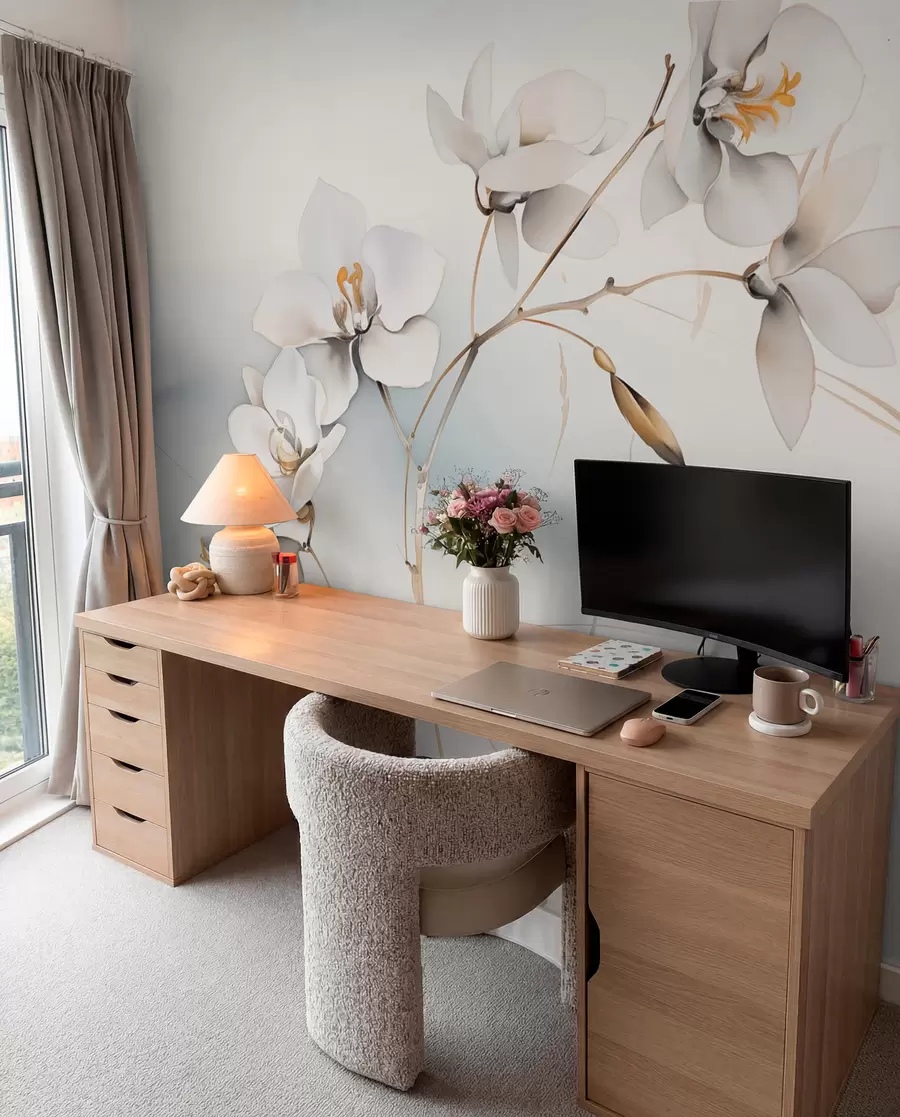 Fototapeta Gałązka białej orchidei w stylu akwareli w09022