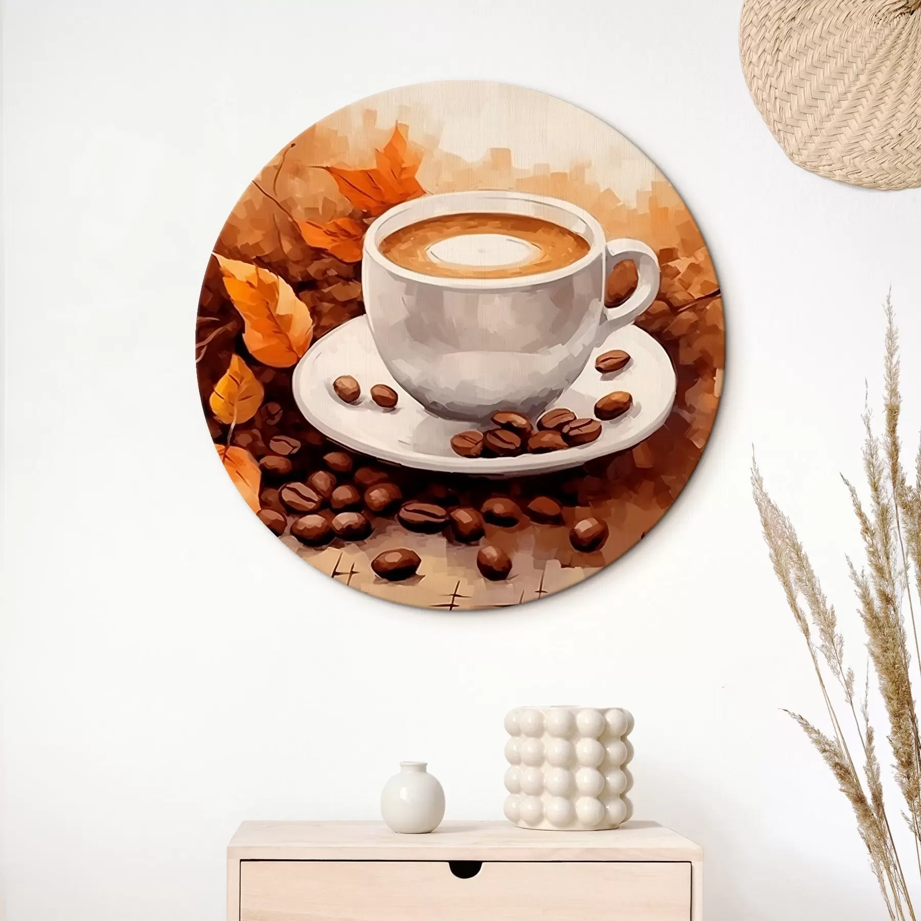 Obraz Filiżanka kawy i ziarna kawy r44116