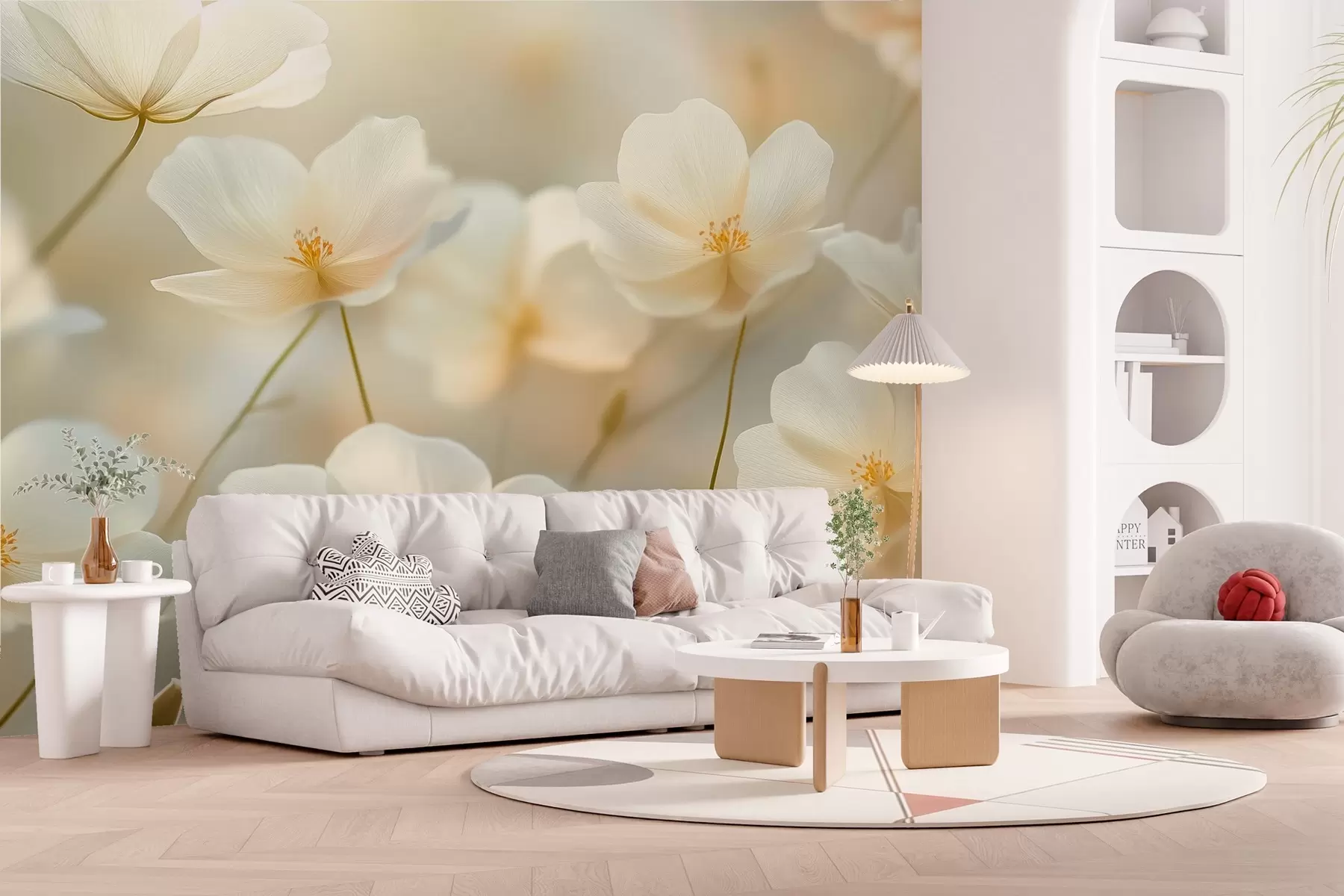 Fototapeta poranne białe kwiaty w03766