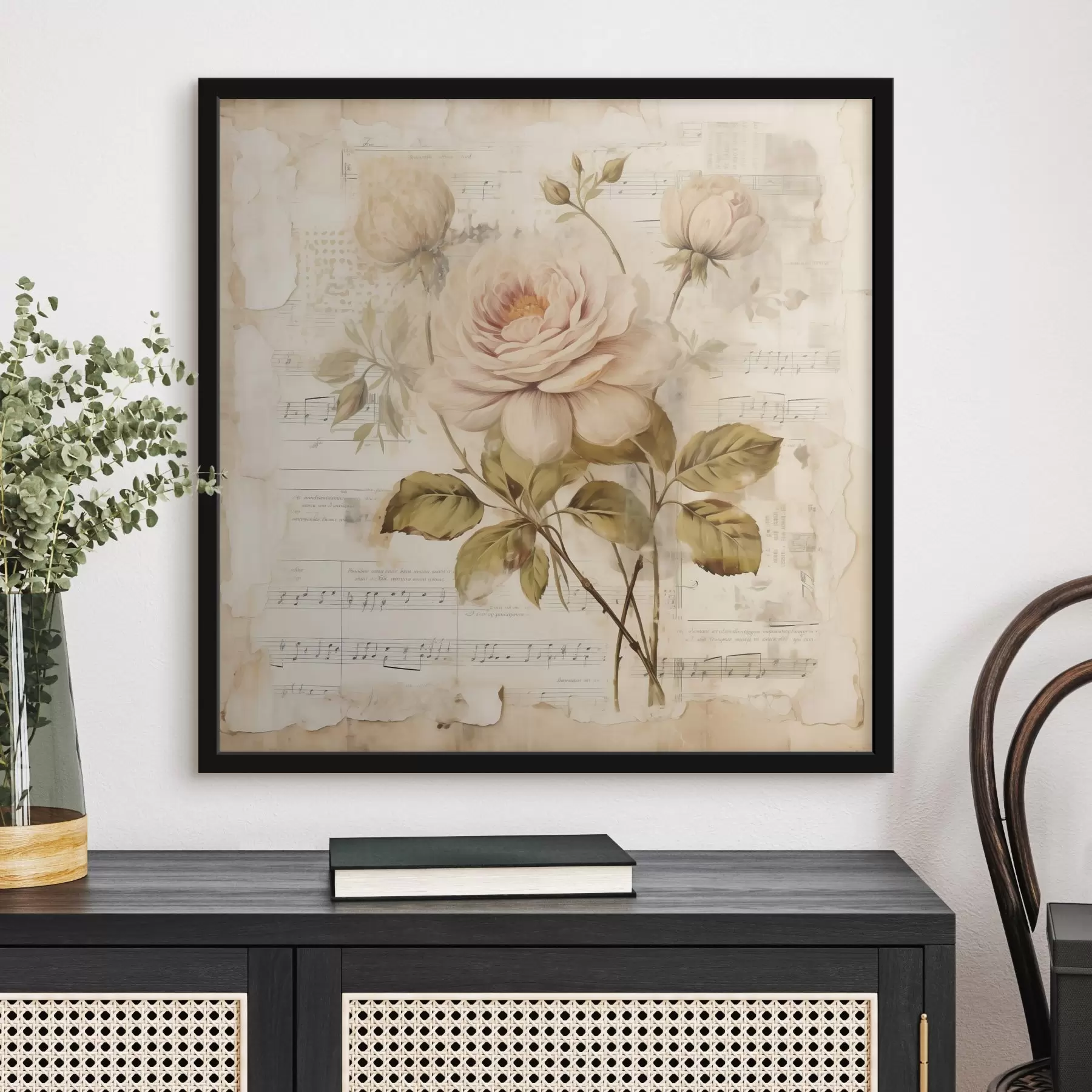 Fototapeta Vintage kompozycja róż na tle starych banknotów f44247