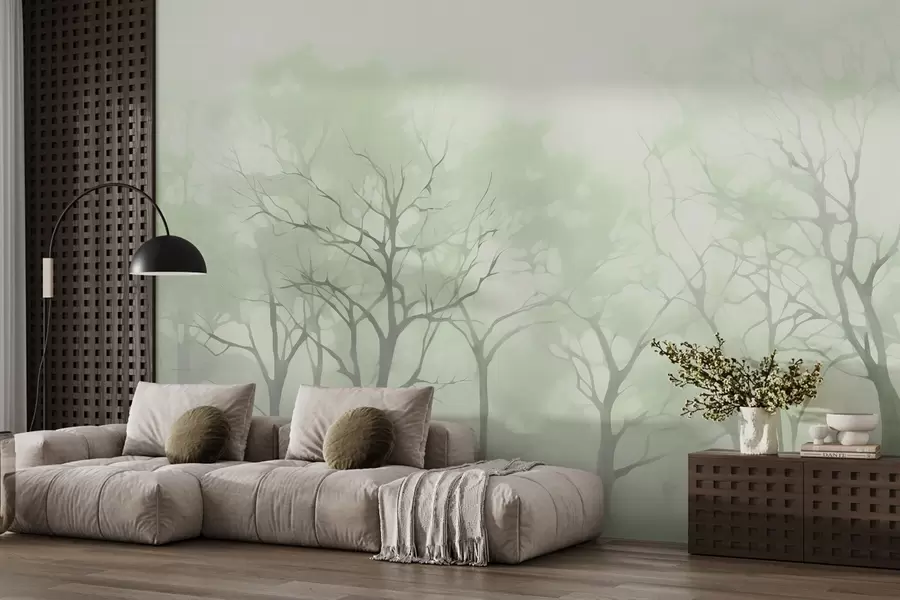 Fototapeta Monochromatyczne drzewa vintage we mgle w09065v1