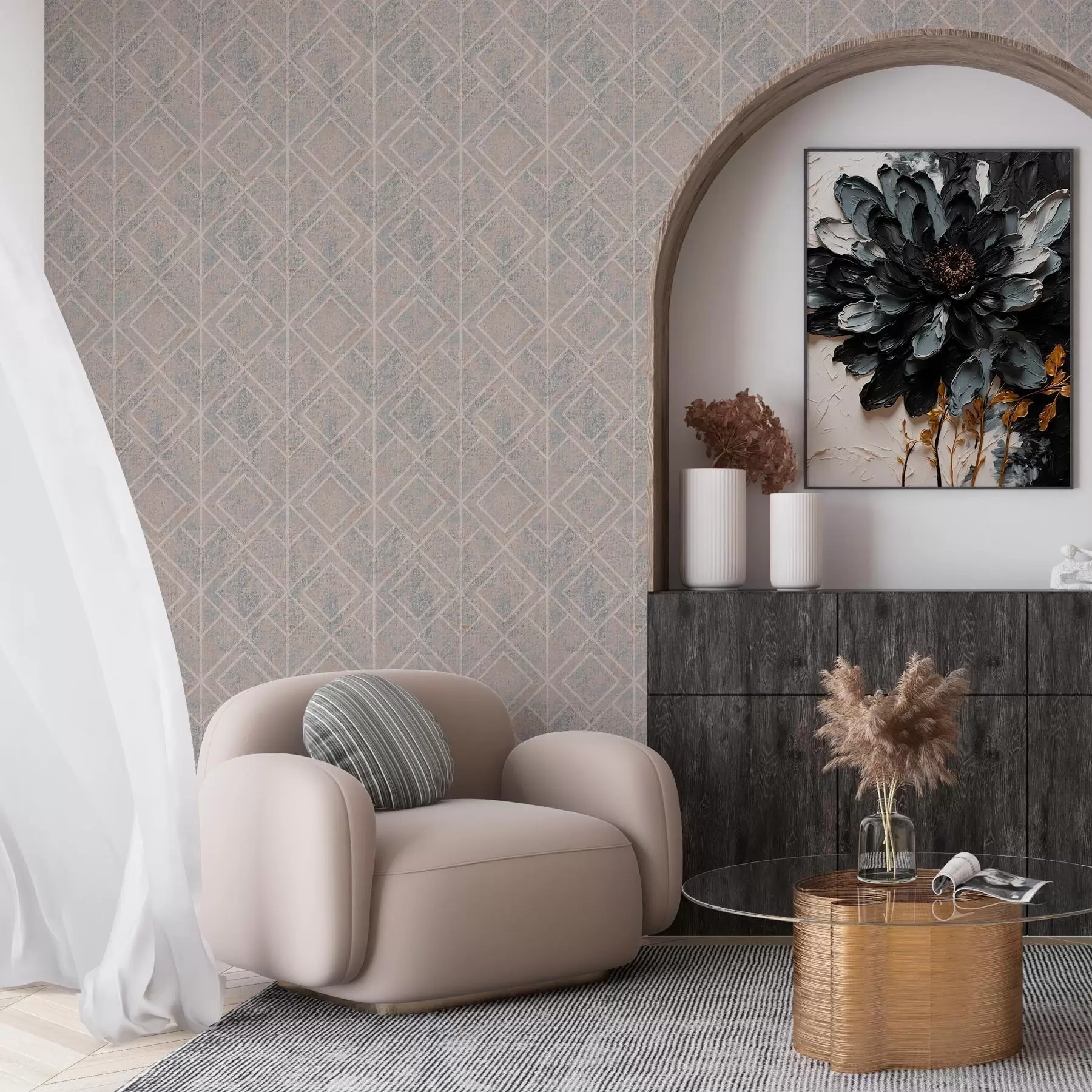 Fototapeta Rombowe linie w taupe a00141v2
