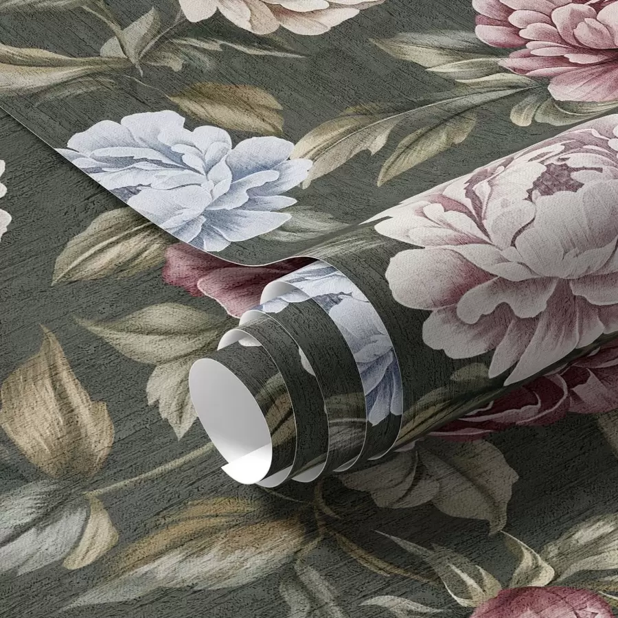 Fototapeta Piwonie na ciemnozielonym tle a00106