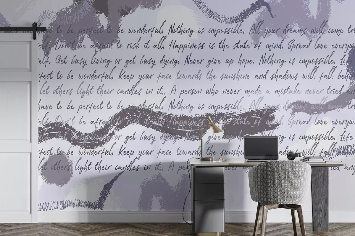 Fototapeta Projekt z inspirującymi cytatami, abstrakcją, fioletowymi kolorami w03909v2