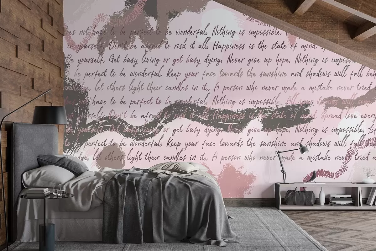Fototapeta Projekt z inspirującymi cytatami, abstrakcją, różowymi kolorami w03909v3