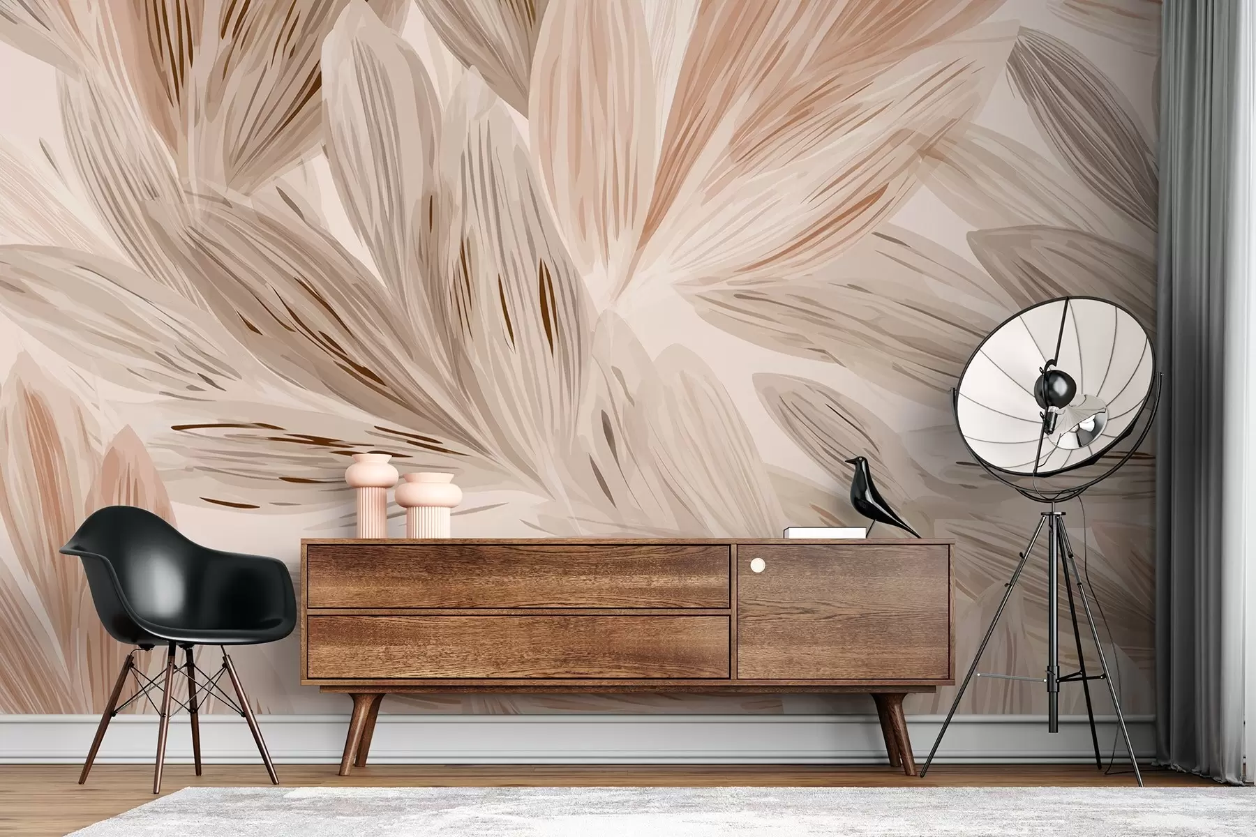 Fototapeta Beżowe rośliny, lekka abstrakcja w stylu akwareli w09127