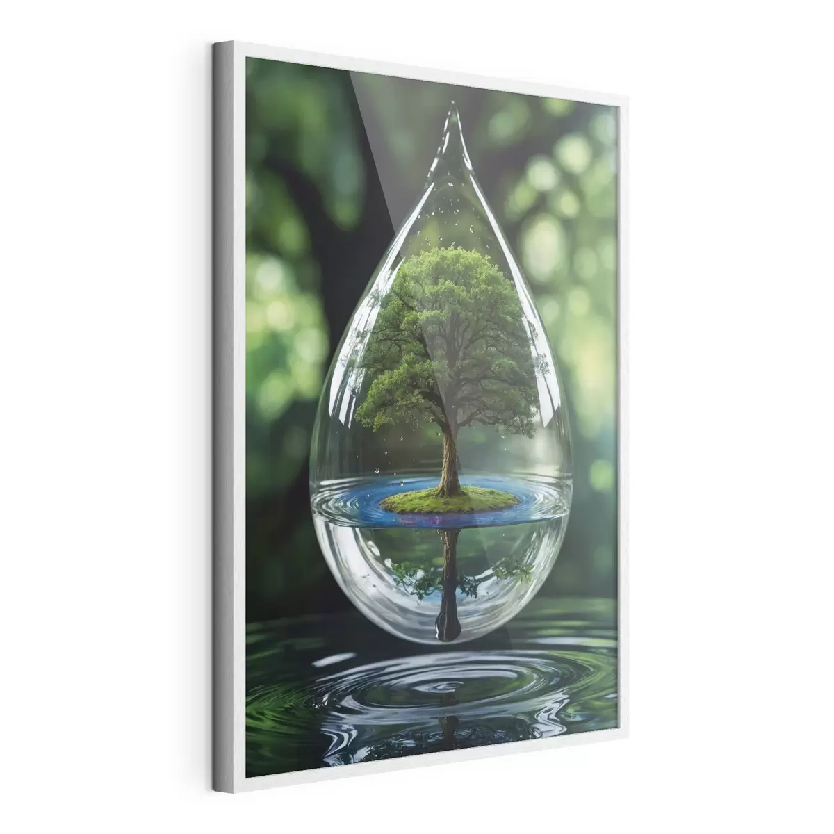 Plakat Kropla z odbiciem drzewa f44480