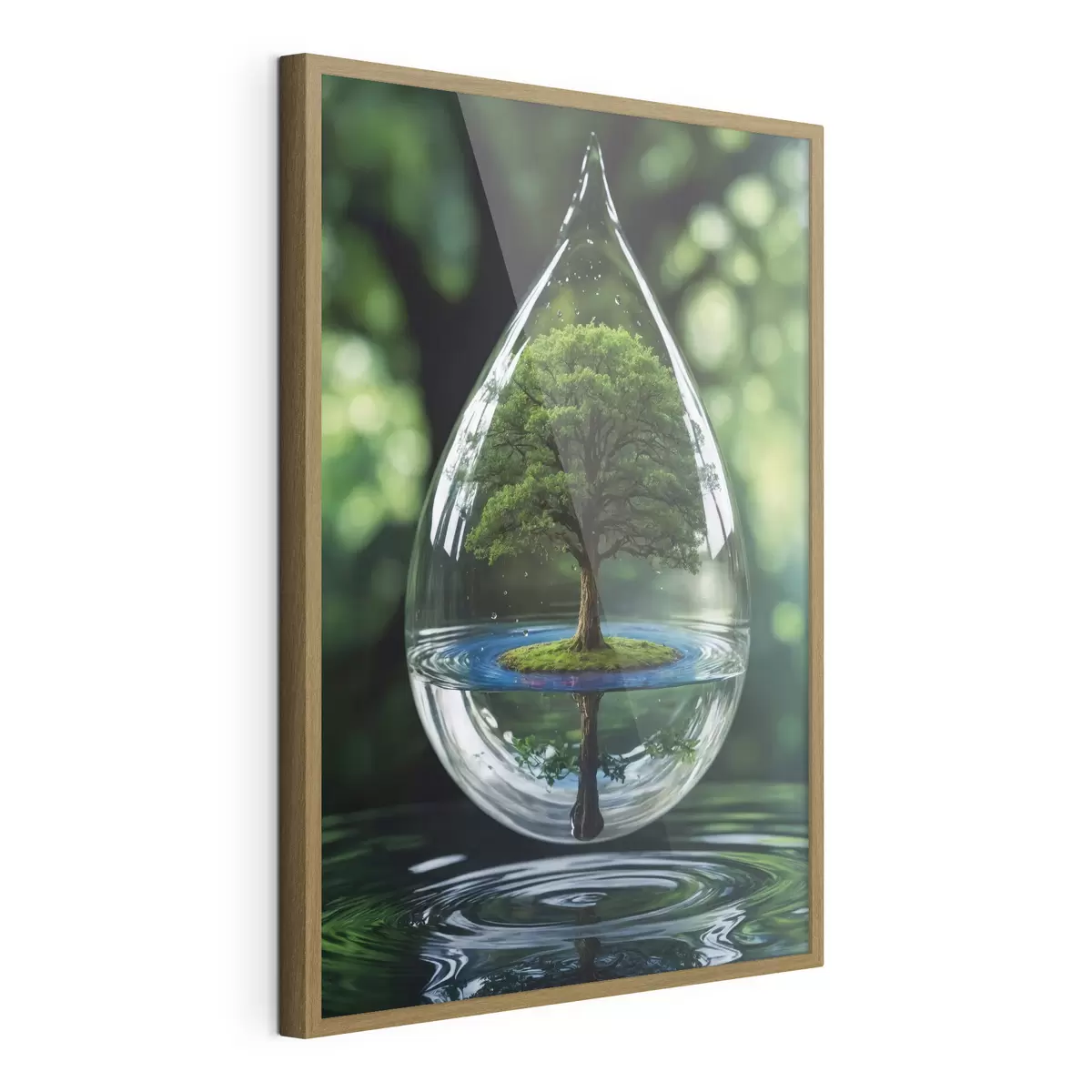 Plakat Kropla z odbiciem drzewa f44480
