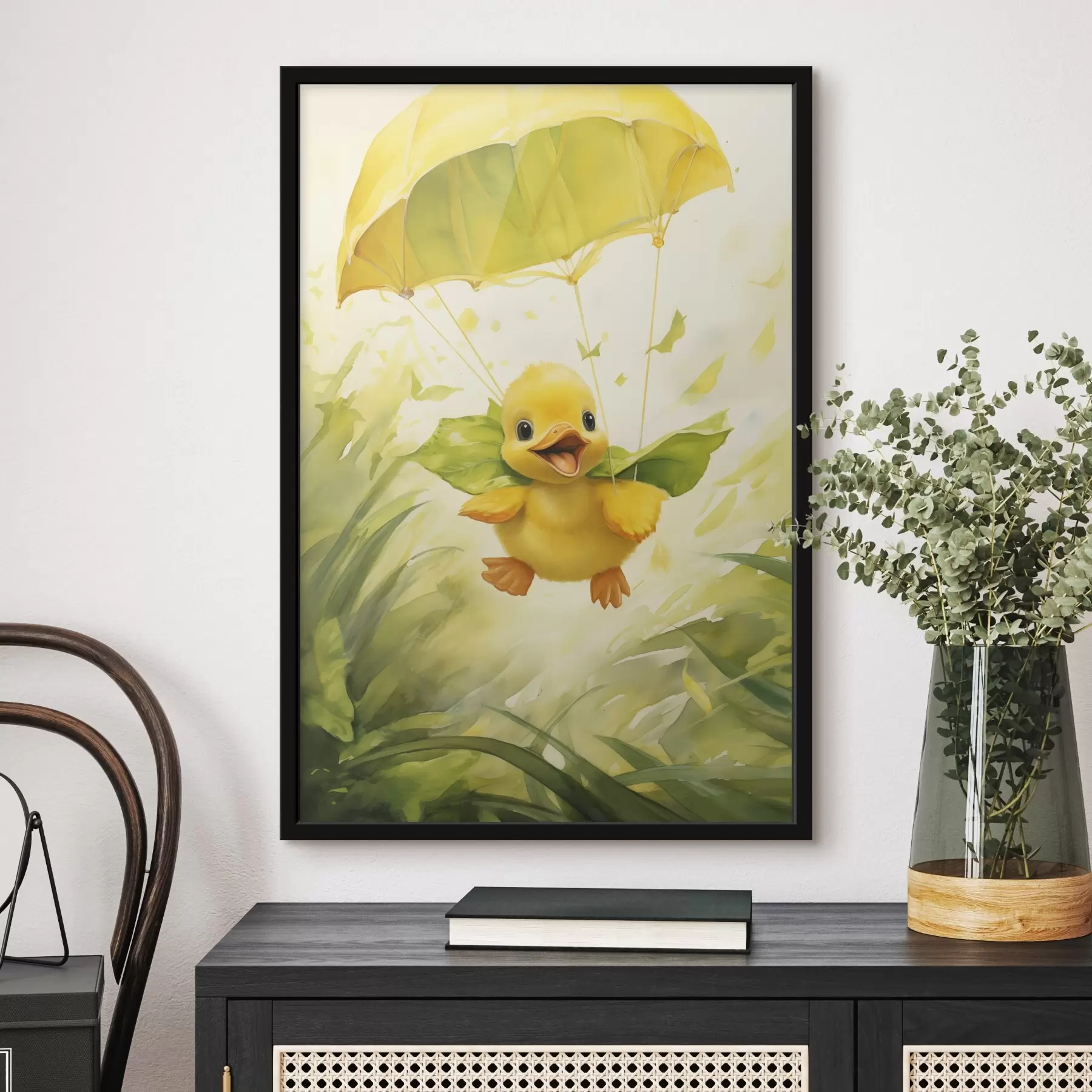 Fototapeta Kaczątko ze spadochronem f44529