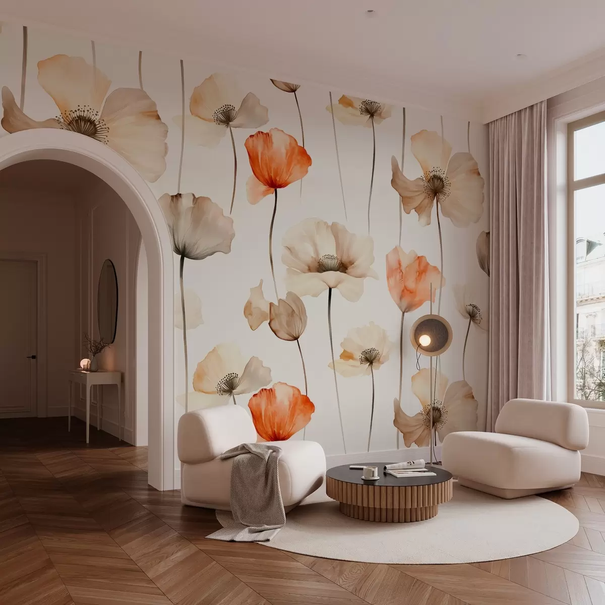 Fototapeta kręcone maki w stylu akwareli w04031