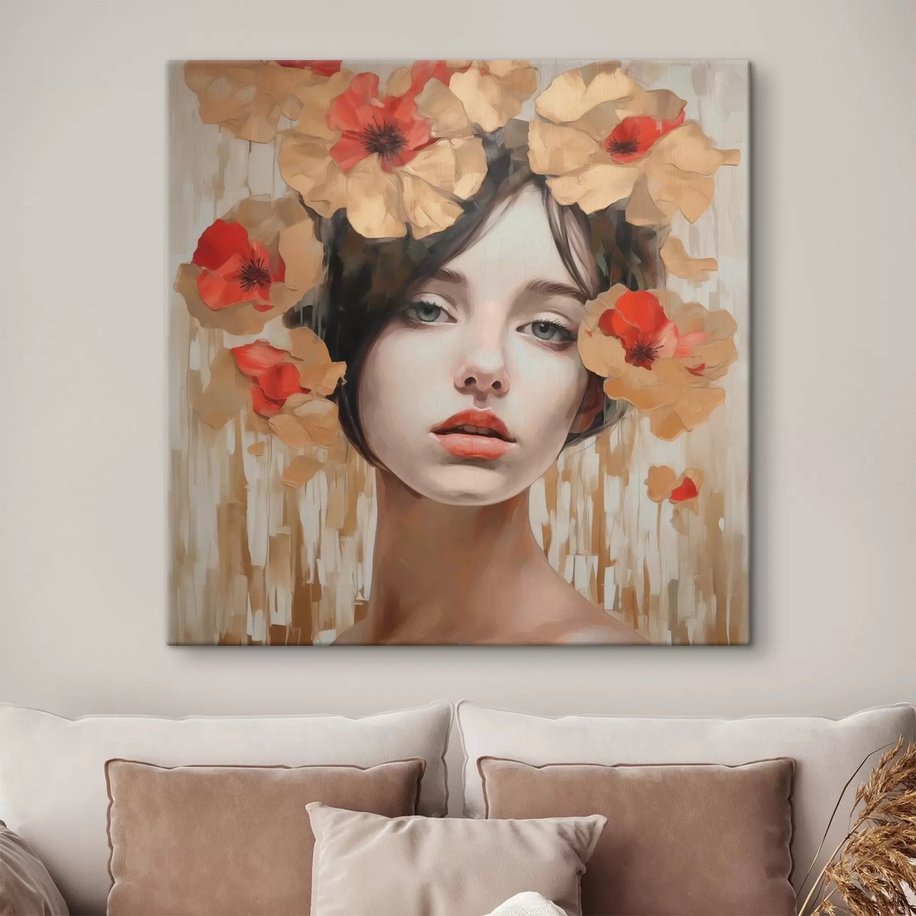 Obraz Portret dziewczynki z kwiatami s44593