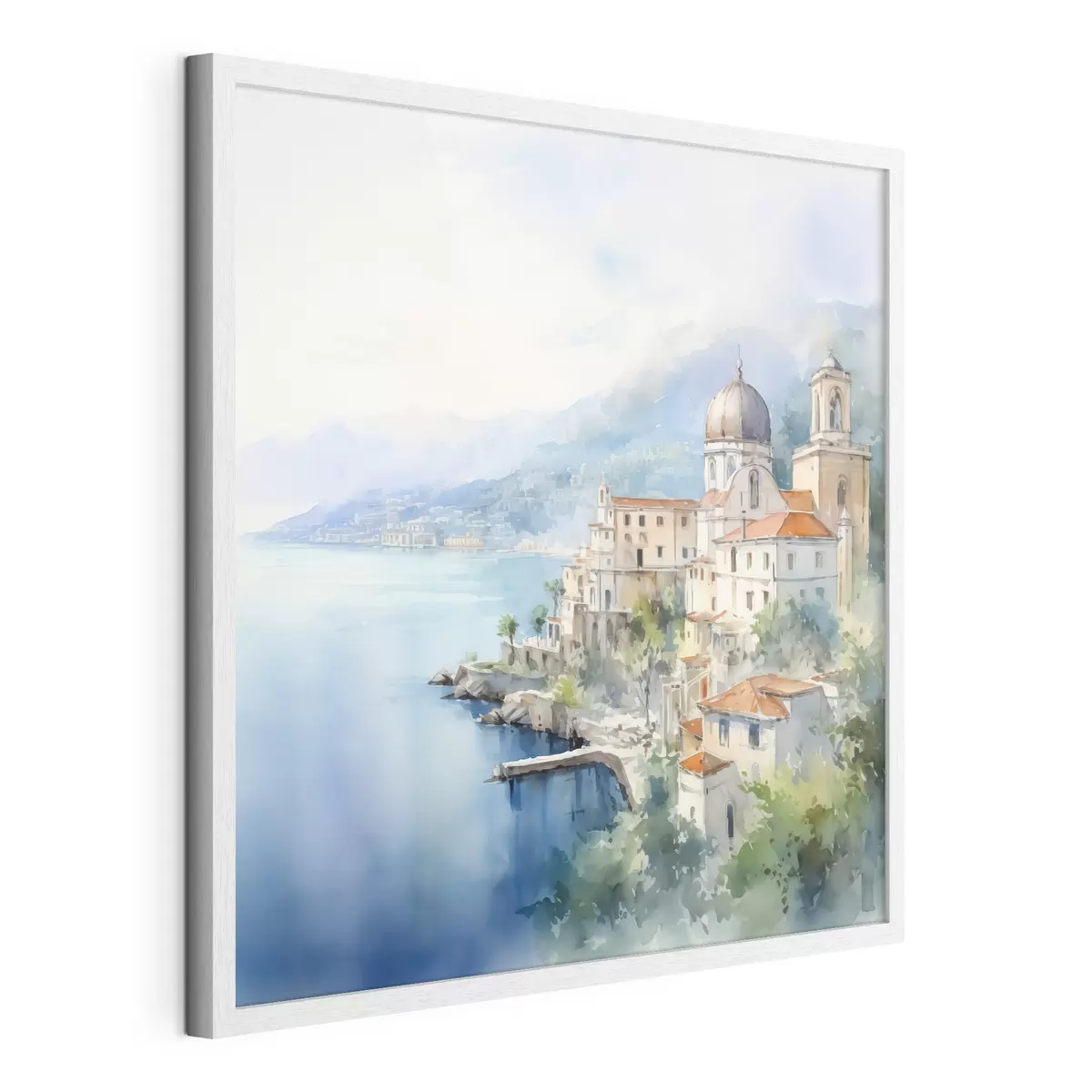 Plakat Miasto nad morzem imitacja akwareli f44635
