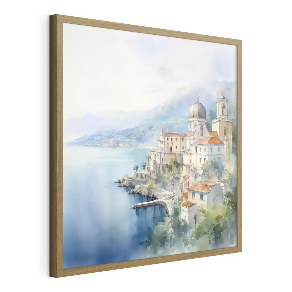 Plakat Miasto nad morzem imitacja akwareli f44635