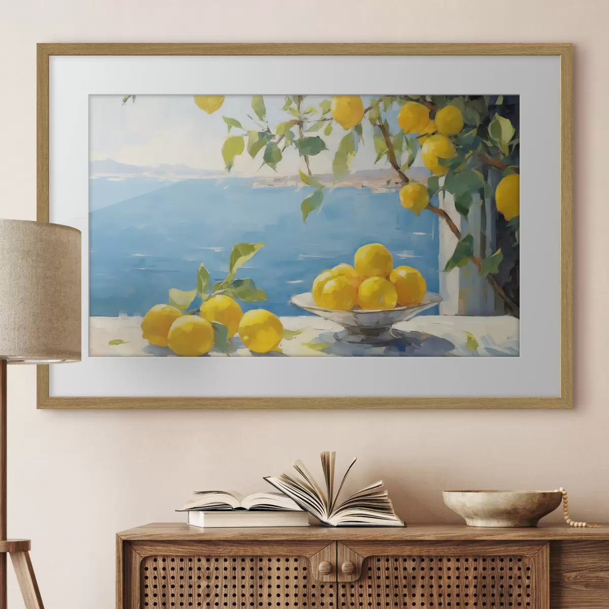 Plakat Cytryny na tle morza f44649
