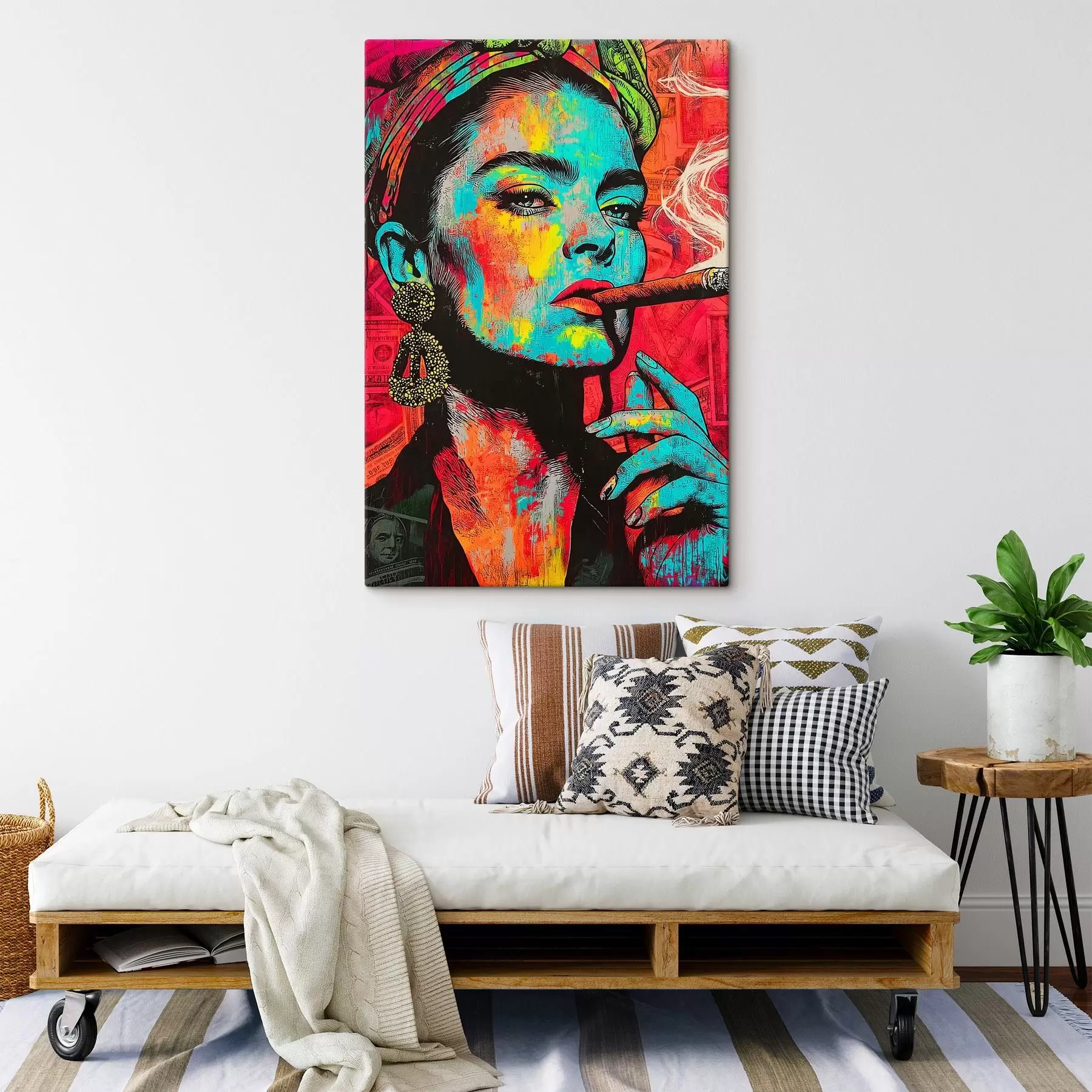 Obraz Dziewczyna z cygarem, styl pop art s44625