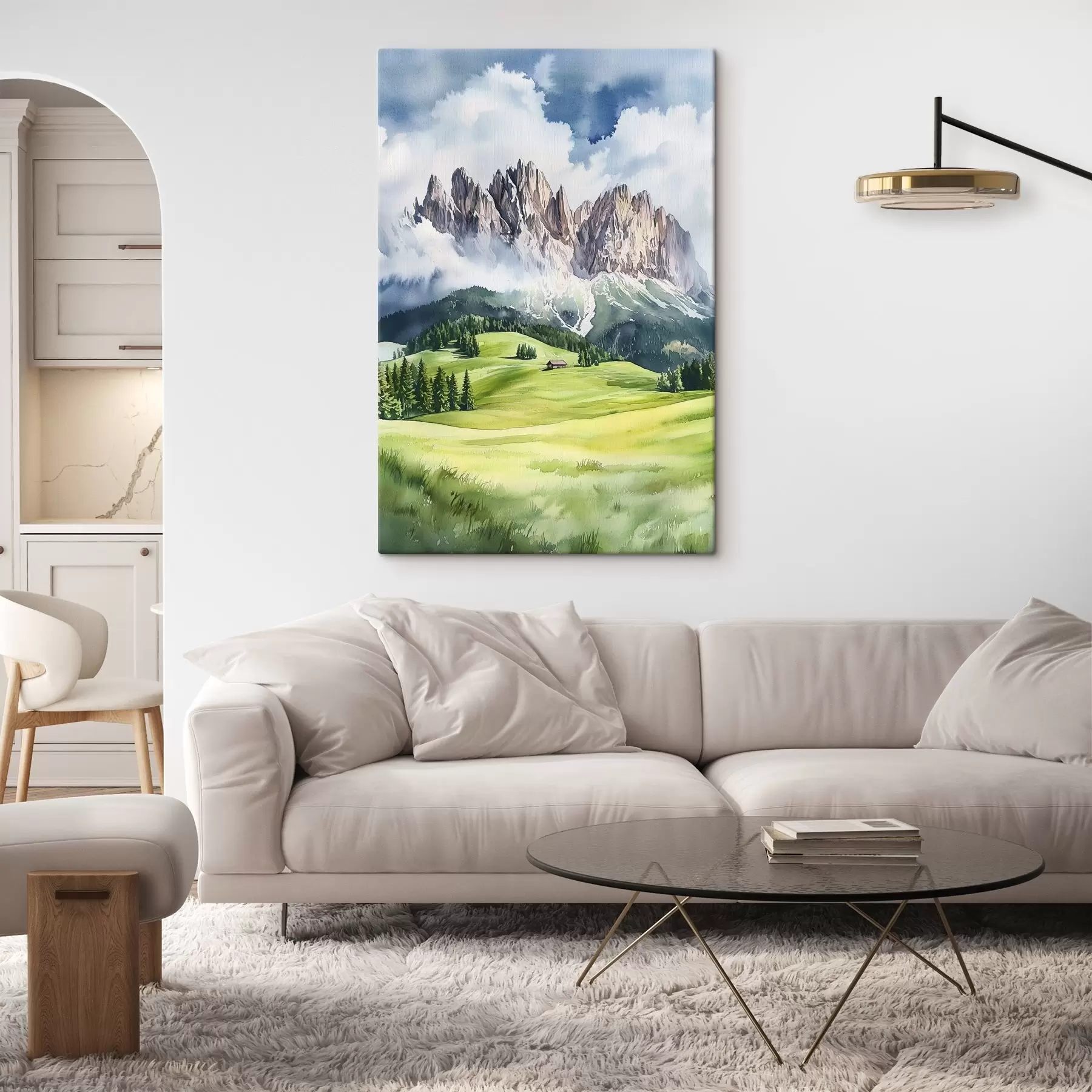 Fototapeta Dolomity, Alpy, Włochy, krajobraz, styl akwareli s44601