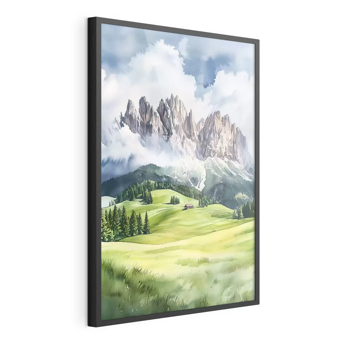Plakat Dolomity, Alpy, Włochy, krajobraz, styl akwareli f44601