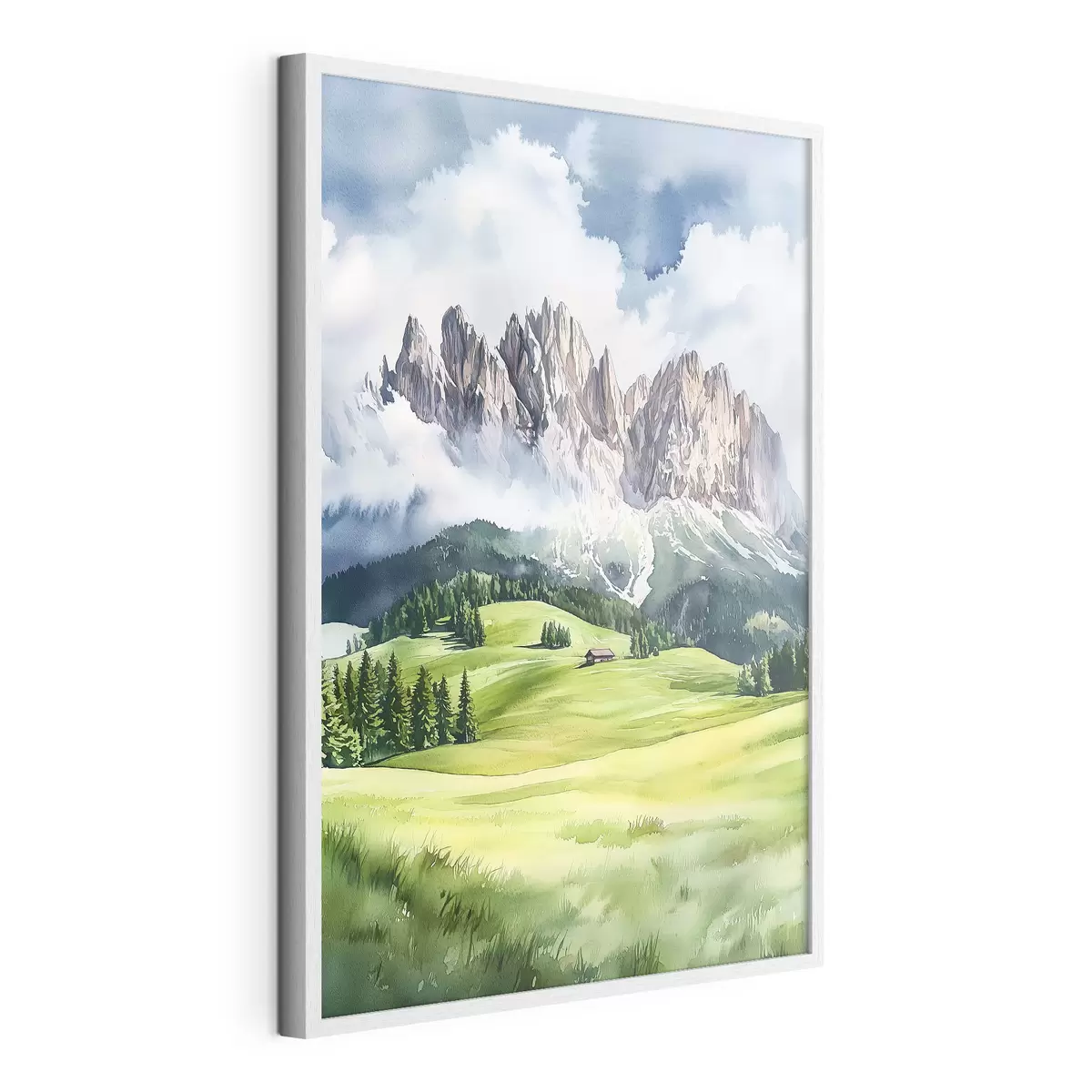Plakat Dolomity, Alpy, Włochy, krajobraz, styl akwareli f44601
