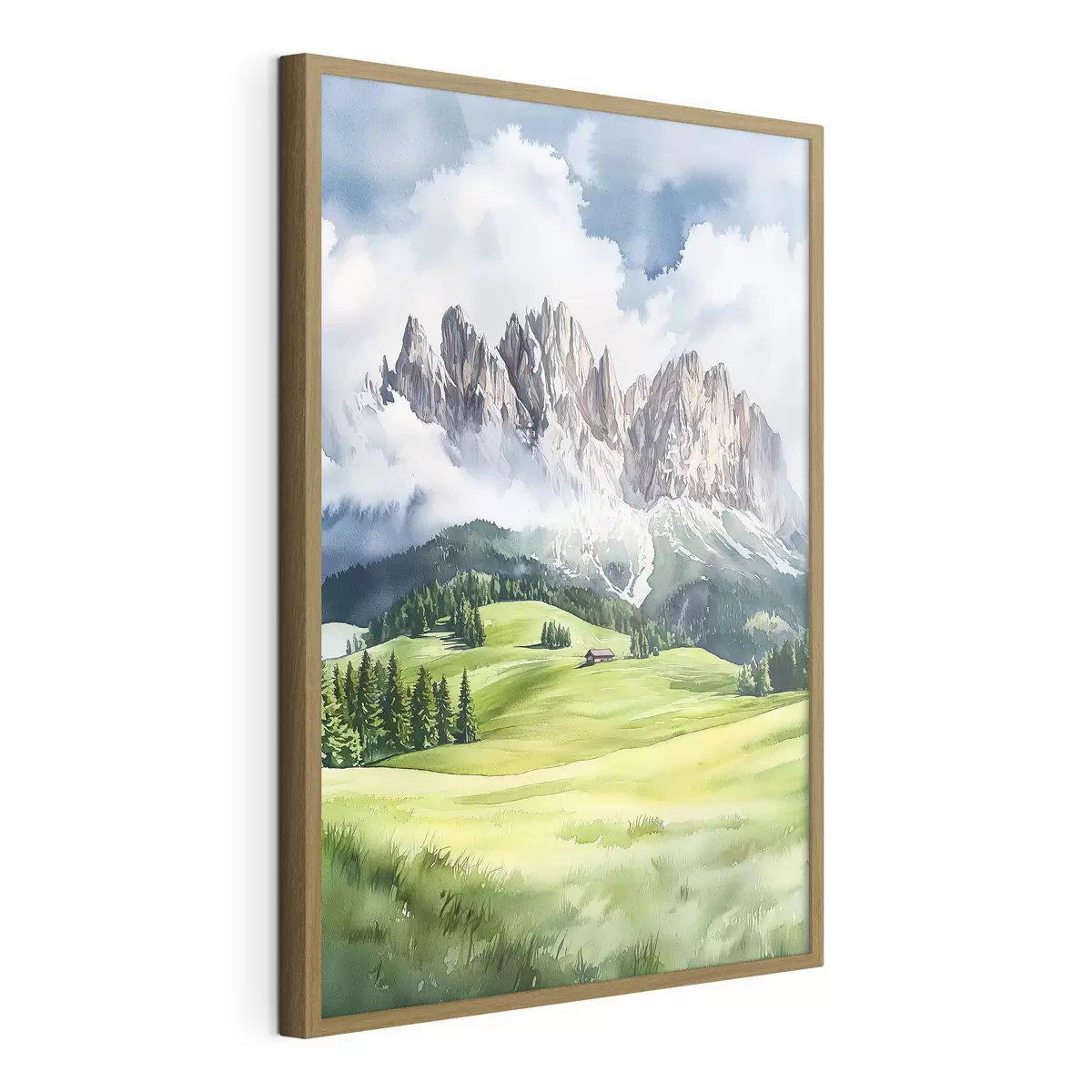 Plakat Dolomity, Alpy, Włochy, krajobraz, styl akwareli f44601