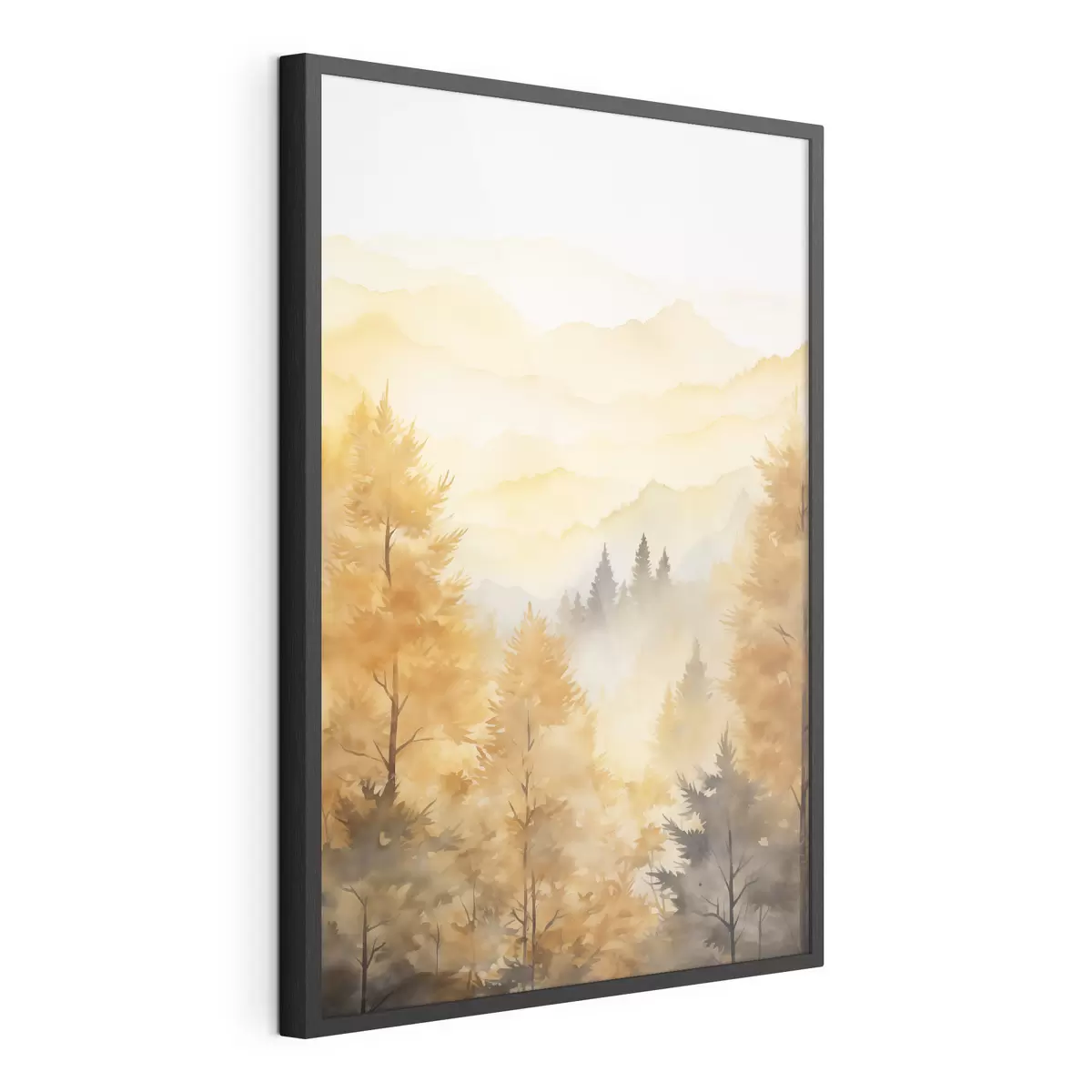 Plakat Piękny jesienny las z górami w tle f44614