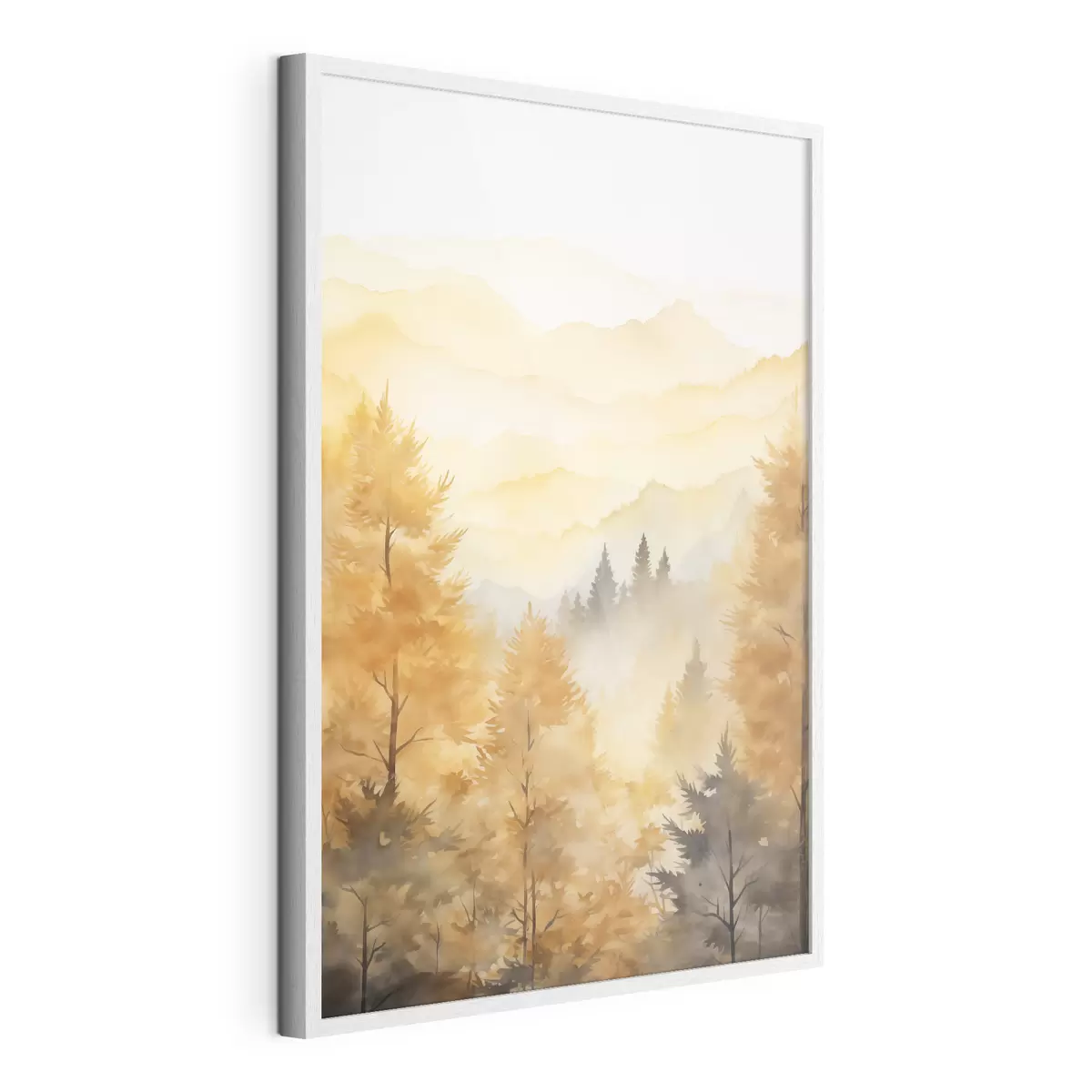 Plakat Piękny jesienny las z górami w tle f44614