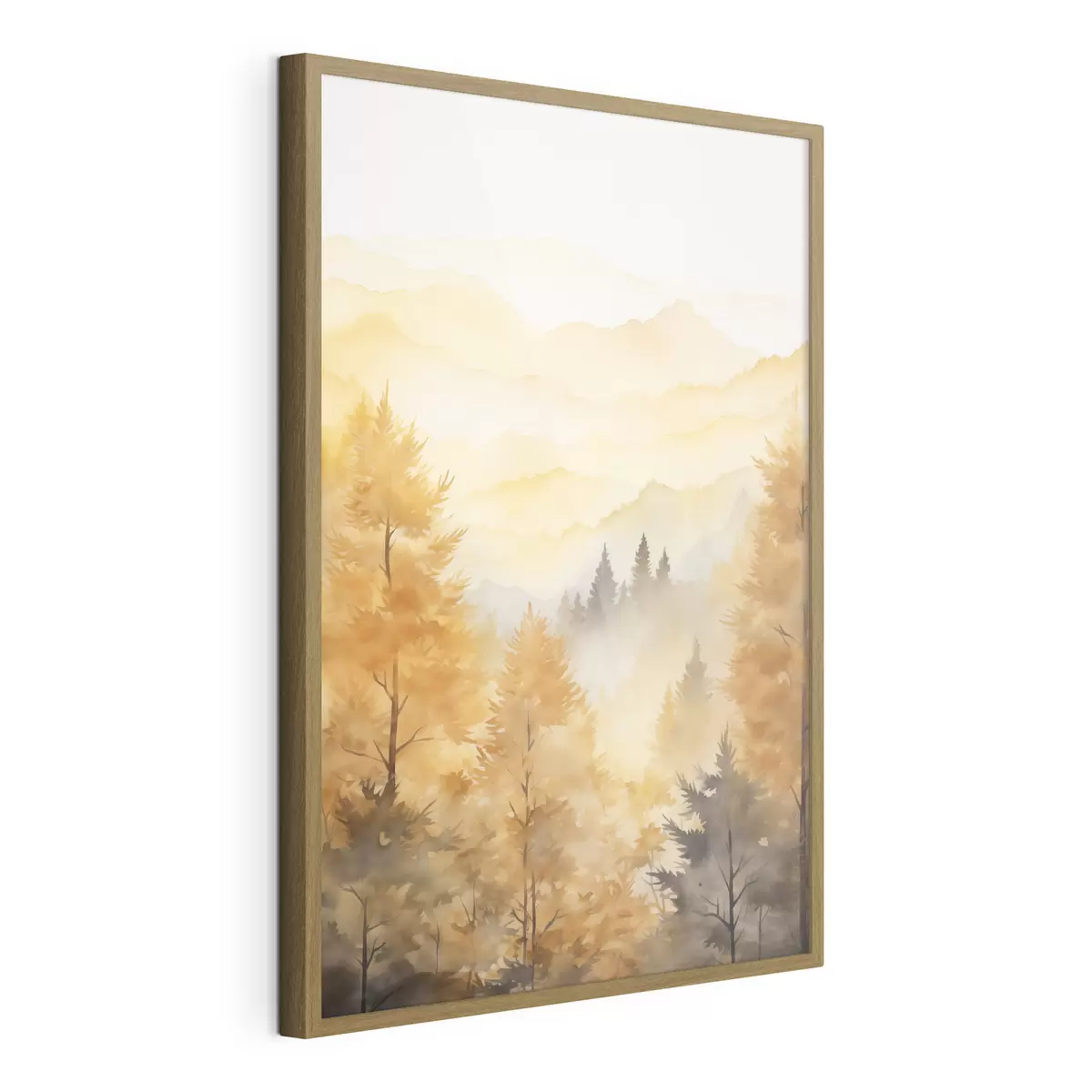 Plakat Piękny jesienny las z górami w tle f44614
