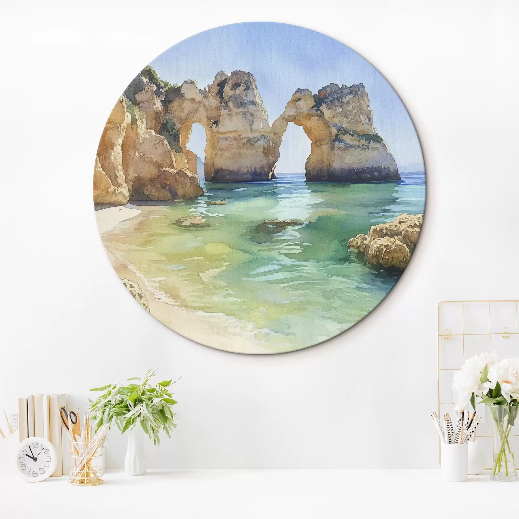 Obraz Oceaniczna plaża ze skalnymi klifami, Portugalia, lato, akwamaryna r44608