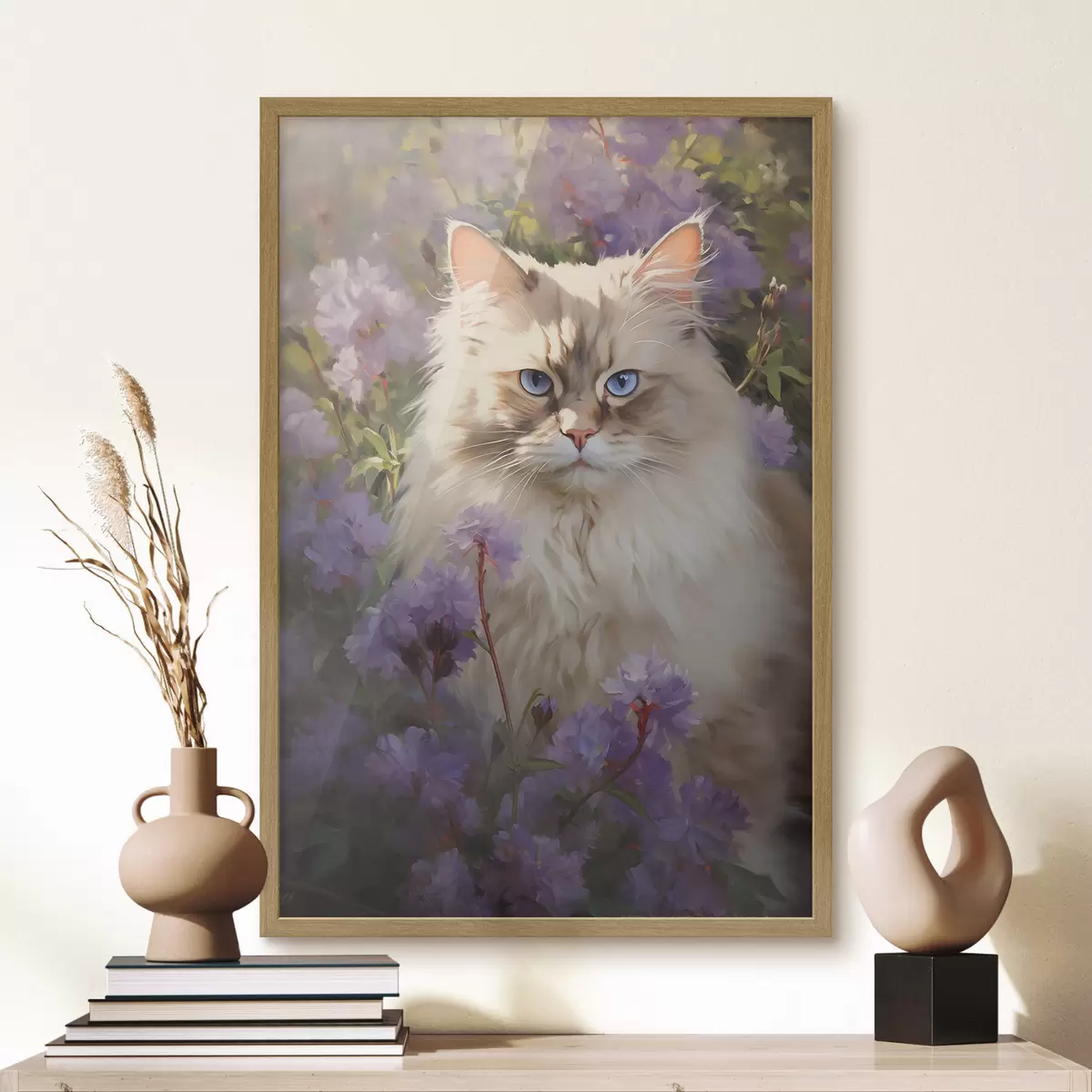 Plakat Kot w kwiatach f44663