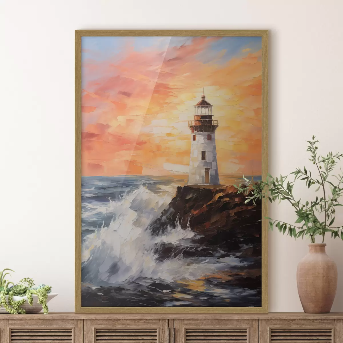 Plakat Latarnia morska o zachodzie słońca f44674