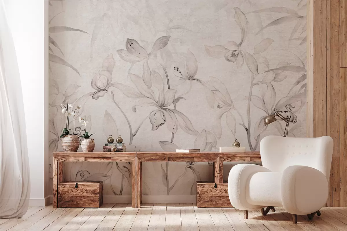 Fototapeta Dzikie orchidee, odcienie beżu w03933v1
