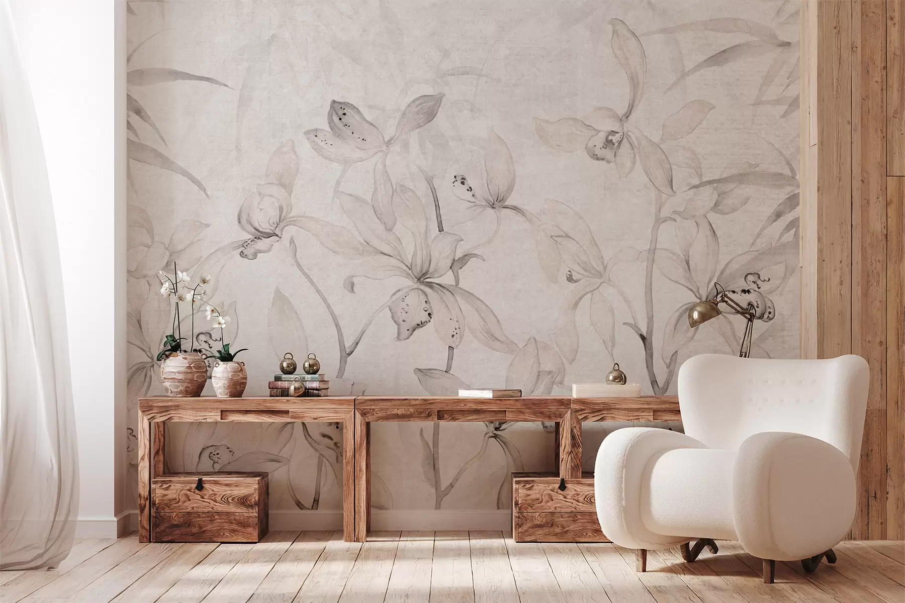 Fototapeta Dzikie orchidee, odcienie beżu w03933v1