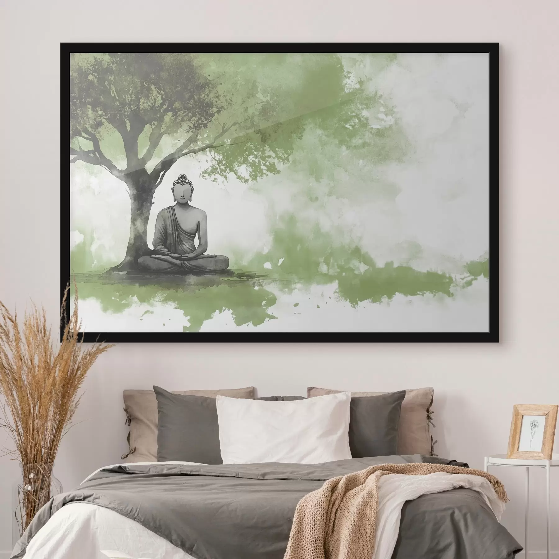 Fototapeta Budda siedzący pod drzewem, medytacja, duchowość, zielone kolory f44512v1