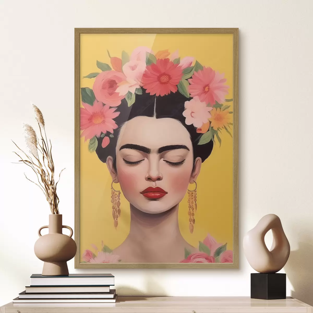Plakat Portret kobiety z kwiatami we włosach f44680