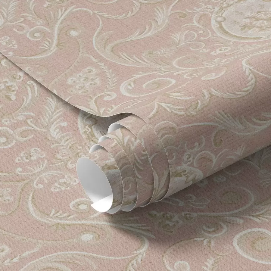 Fototapeta Różowy klasyczny wzór z medalionami i kwiatami a00185