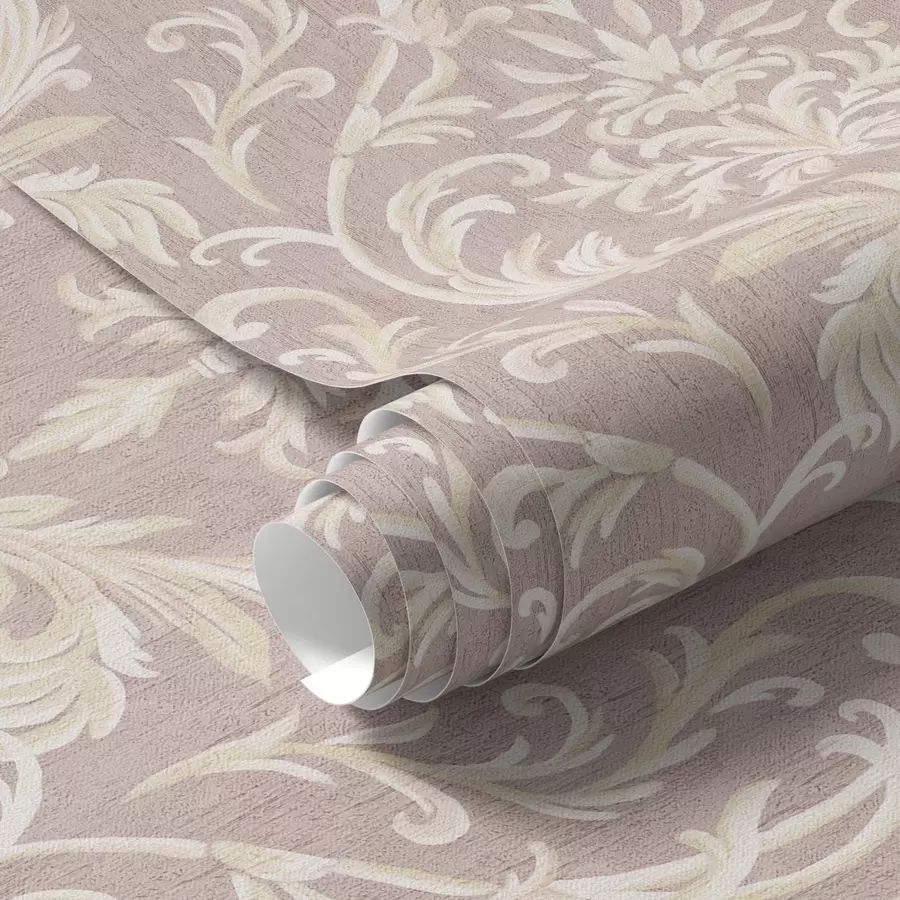 Fototapeta Klasyczny adamaszek na różowym tle, barokowy wzór a00227