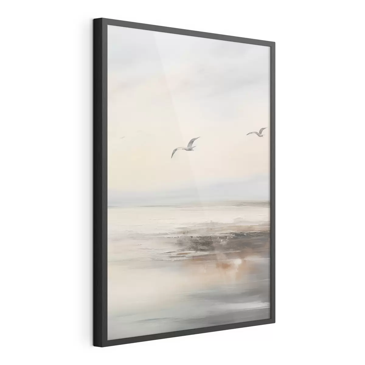 Plakat Pastelowy krajobraz z latającymi mewami f44763