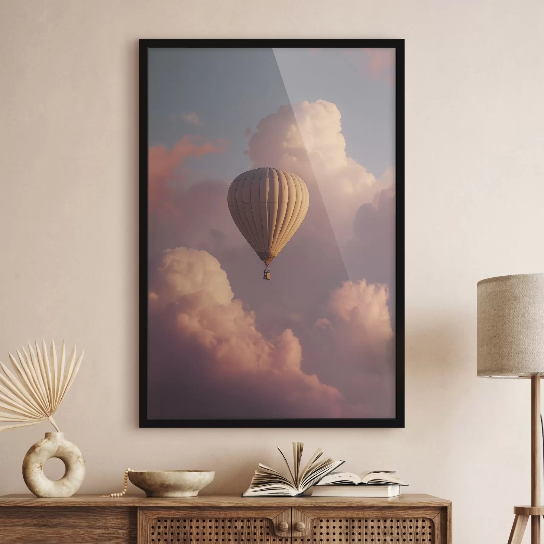 Fototapeta Balon na zachodzącym niebie z chmurami f44790